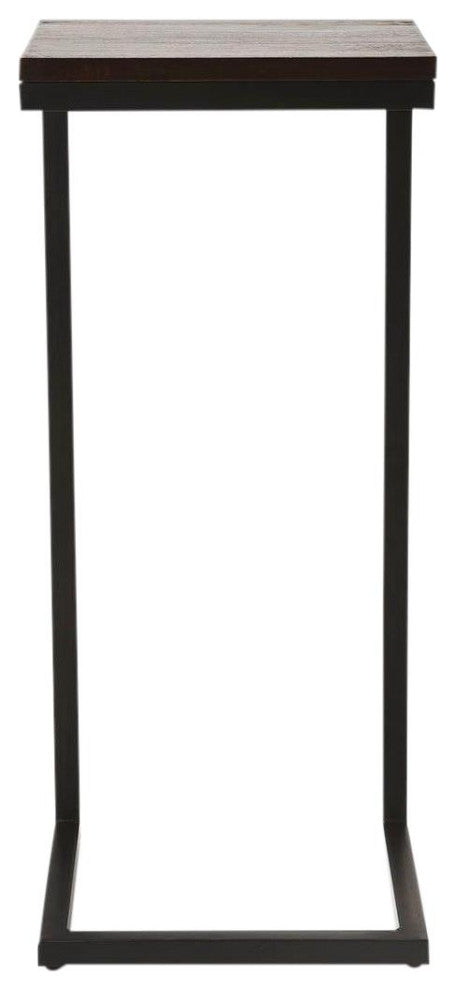 Accent Table Contemporary Distressed Coffee Brown Iron Mango