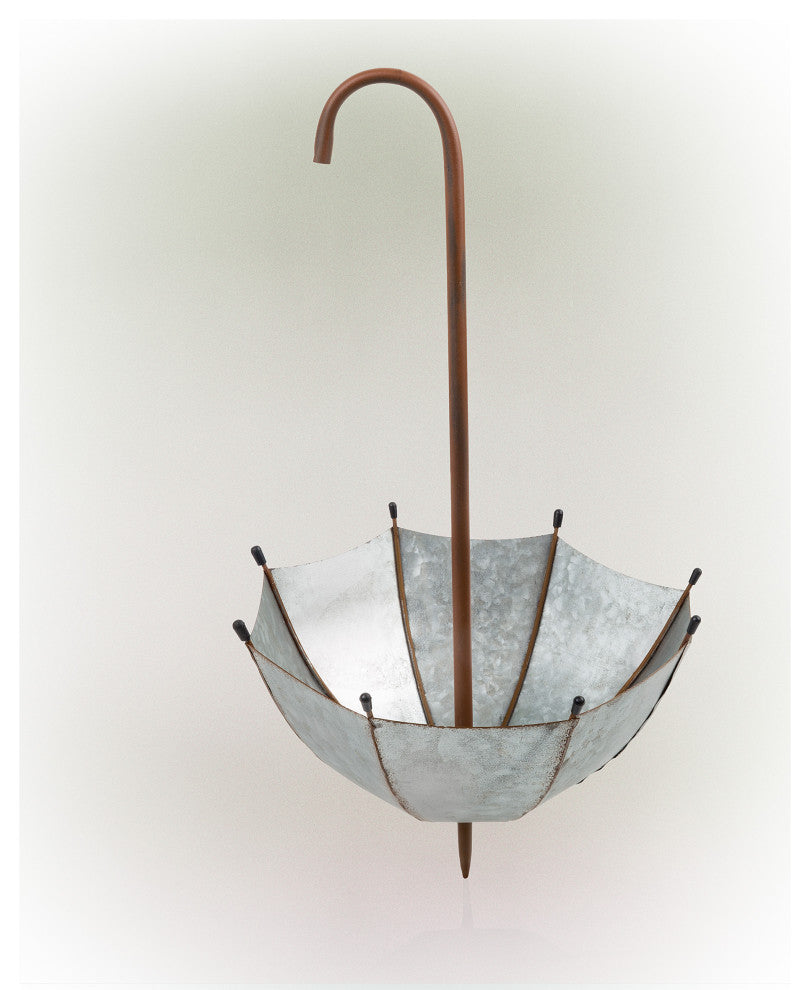 Alpine Rustic Outdoor Upside Down Umbrella Stake and Planter, 19"