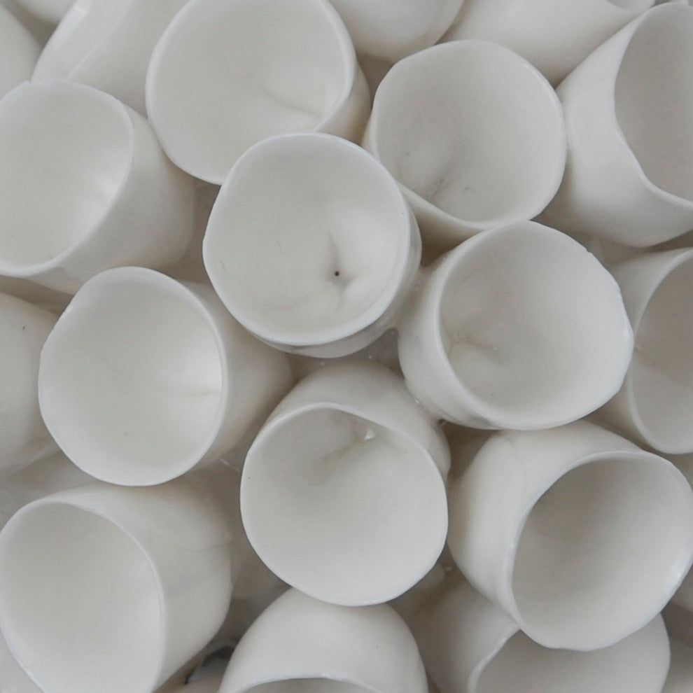 Benzara BM284970 Lily 6" Faux Coral Tabletop Sculpture, Round Ceramic, White