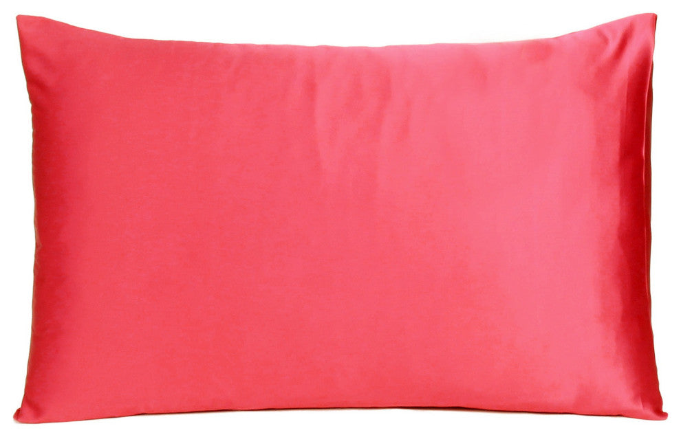 Poppy Red Dreamy Set Of 2 Silky Satin Queen Pillowcases