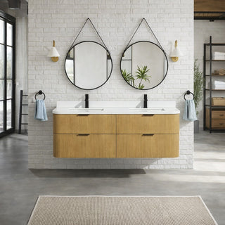 Ari Kitchen and Bath Chantal 60" Floating Bathroom Vanity Oak