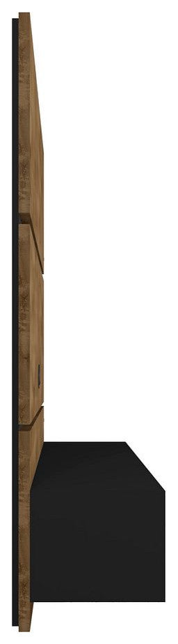 Vernon 62.99 Floating Entertainment Center in Rustic Brown and Black