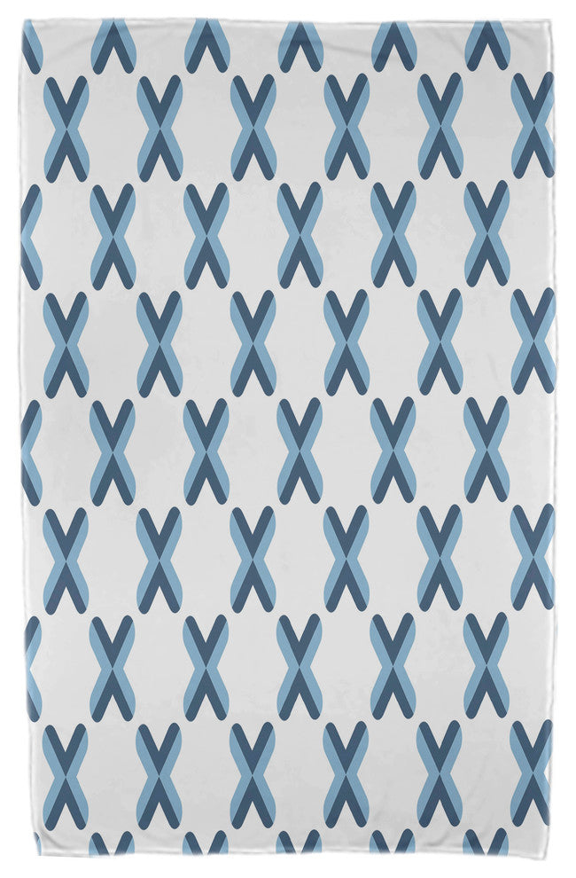 30x60" Criss Cross, Geometric Print Beach Towel, Light Blue