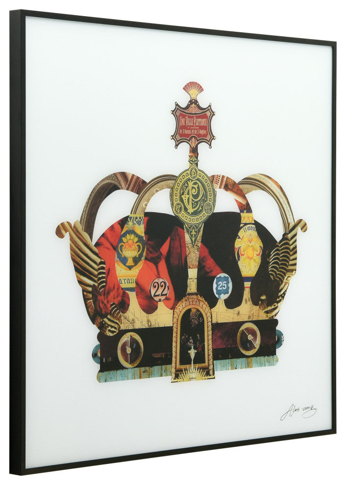 "Crowns" Printed Wall Art Glass Encased With Black Anodized Aluminum Frame