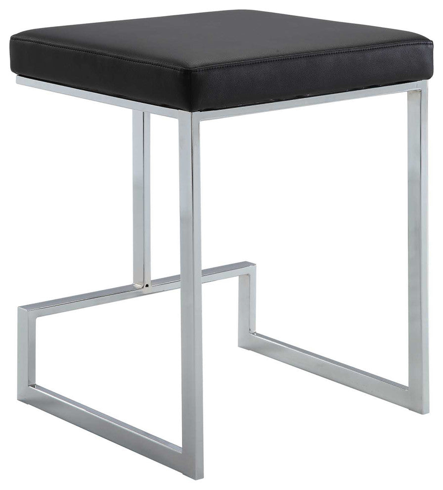 Largo  Modern Vinyl Stool, Black/Chrome