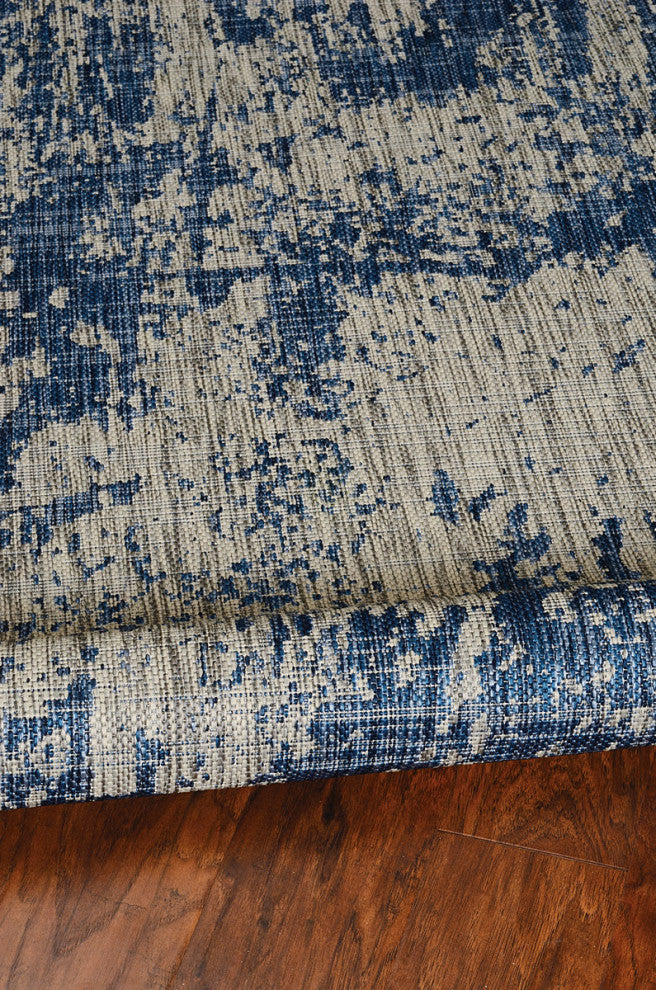 KAS Provo 5760 Gray/Denim Strokes Area Rug, 7'10" Round