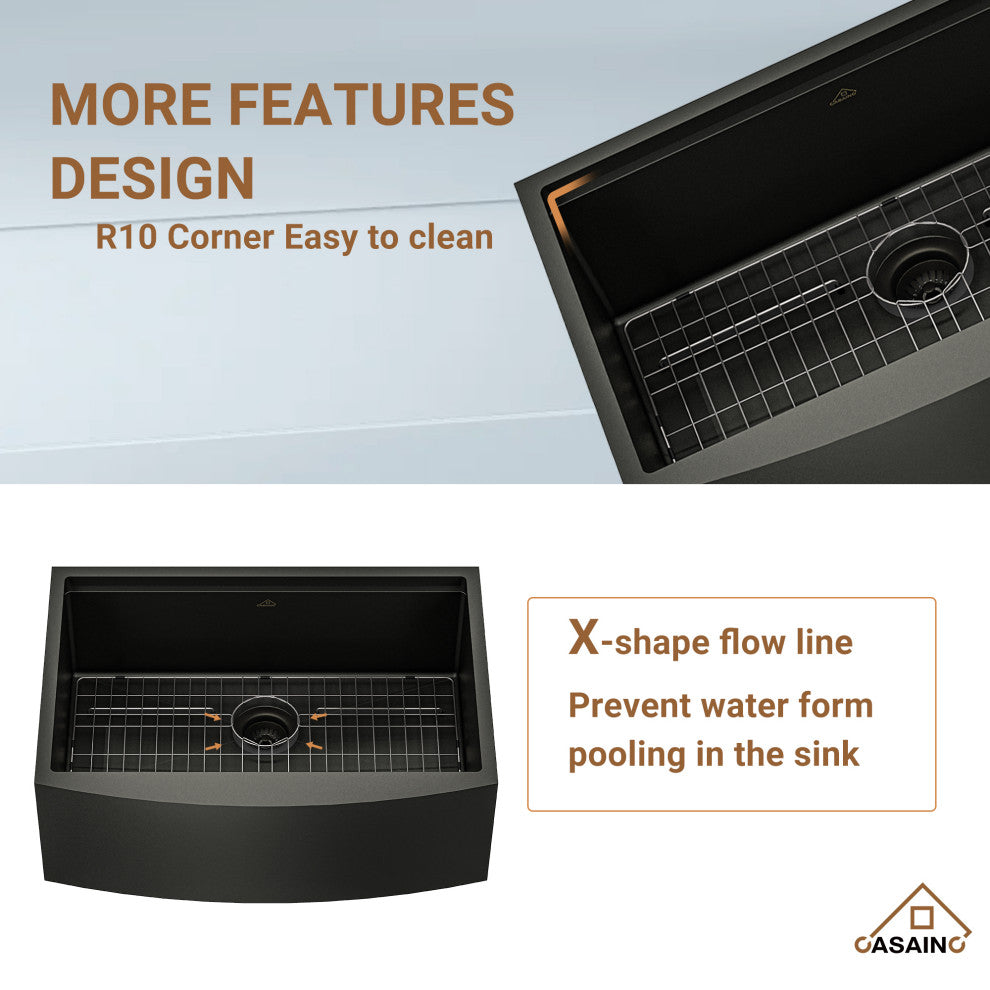 36 inch Stainless Steel Single Bowl Farmhouse Apron Workstation Kitchen Sink, Brushed Nickel