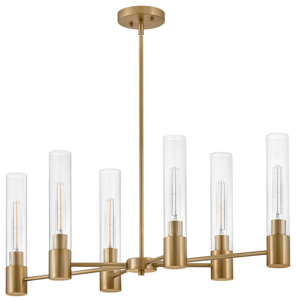Lark Shea Small Linear Chandelier, Lacquered Brass