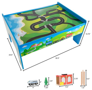 Wooden Train Set Table for Kids