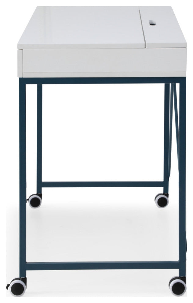 Loft Lyfe Ameera Desk, 2 Storage Drawers, White/Navy