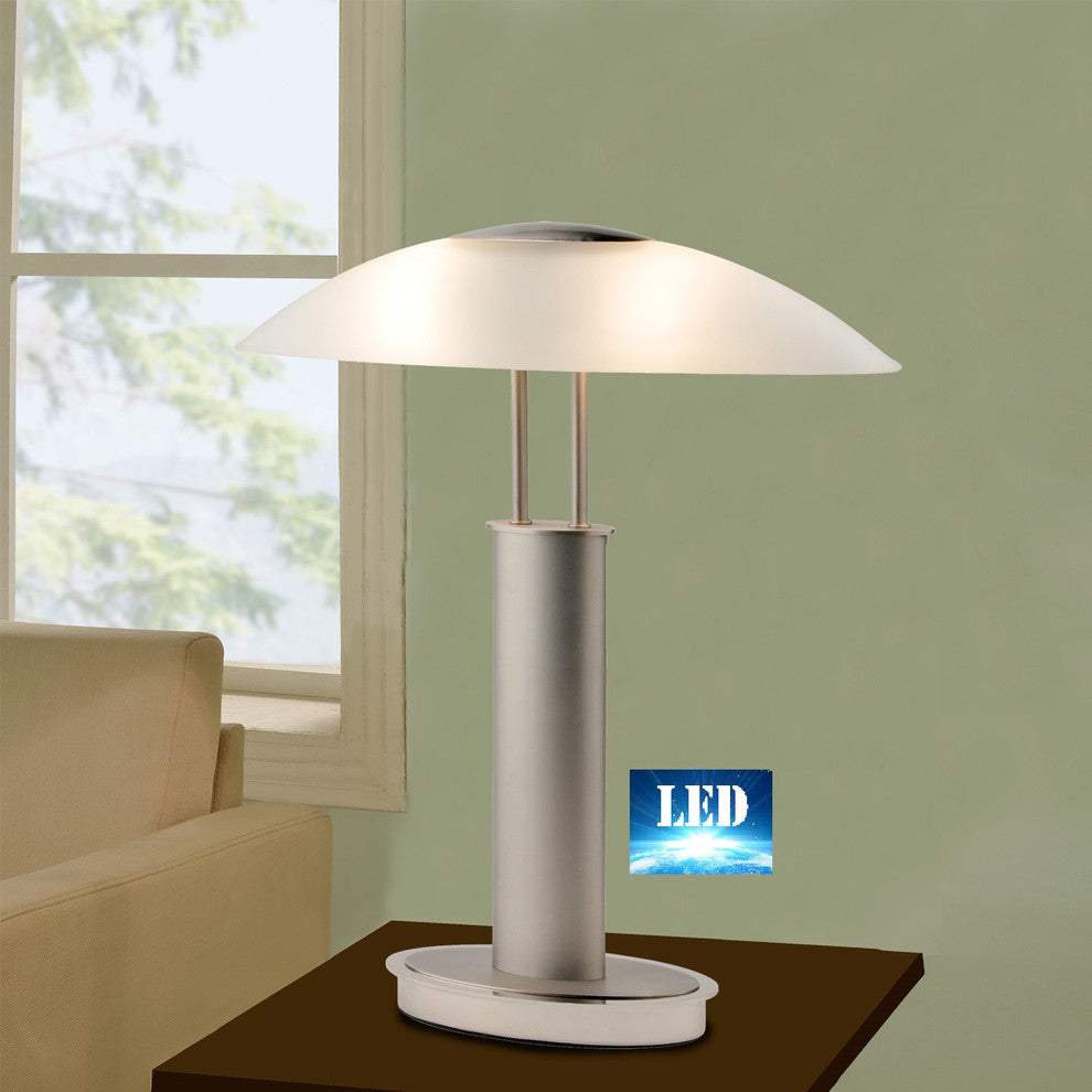 Avalon Plus LED 2-Tone Touch Table Lamp With Oval Frosted Glass Shade