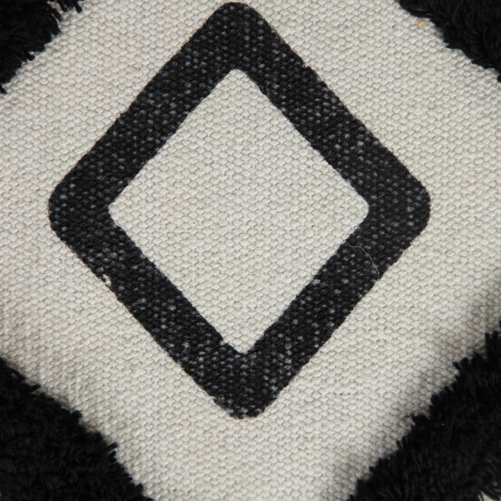 Textured Double Diamond Pouf Ottoman