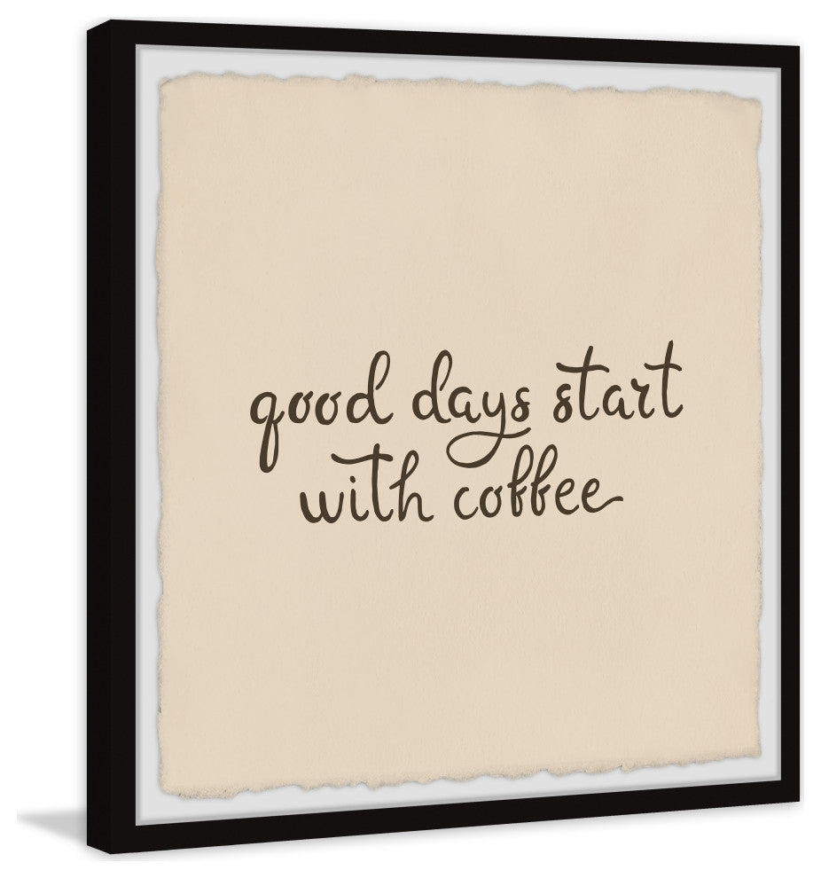 "Start With Coffee" Framed Painting Print, 24x24