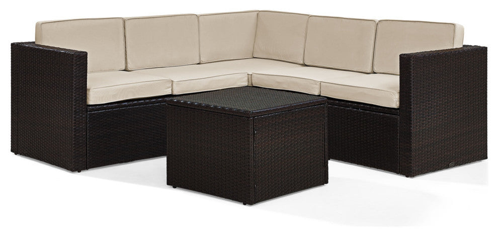 Palm Harbor 6-Piece Outdoor Wicker Seating Set With Sand Cushions