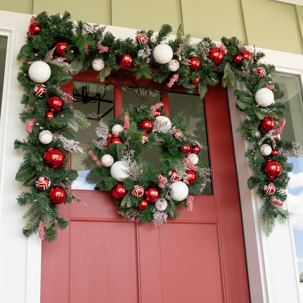 24" Lighted Christmas Wreath, Nordic
