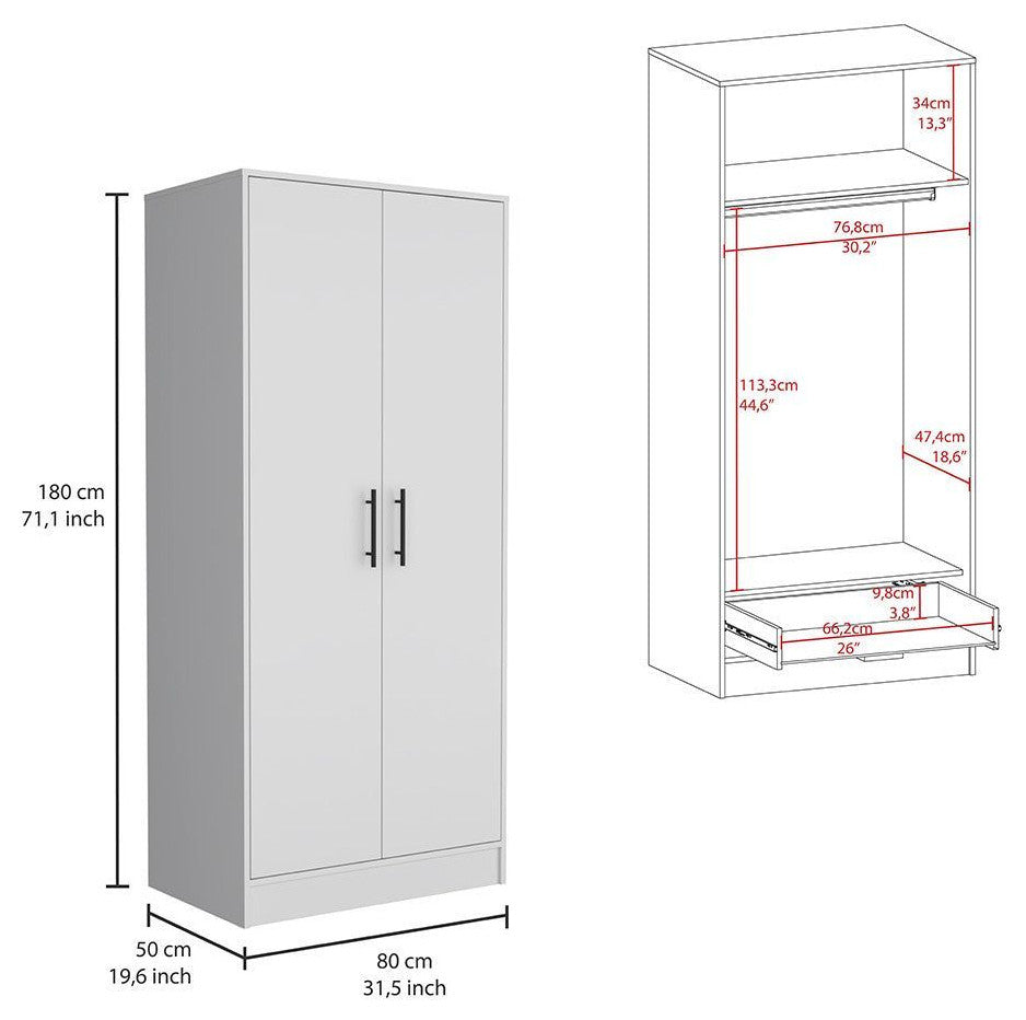 FM Furniture Wyoming 2-Piece Bedroom Set With Armoire and 6-Drawer Dresser
