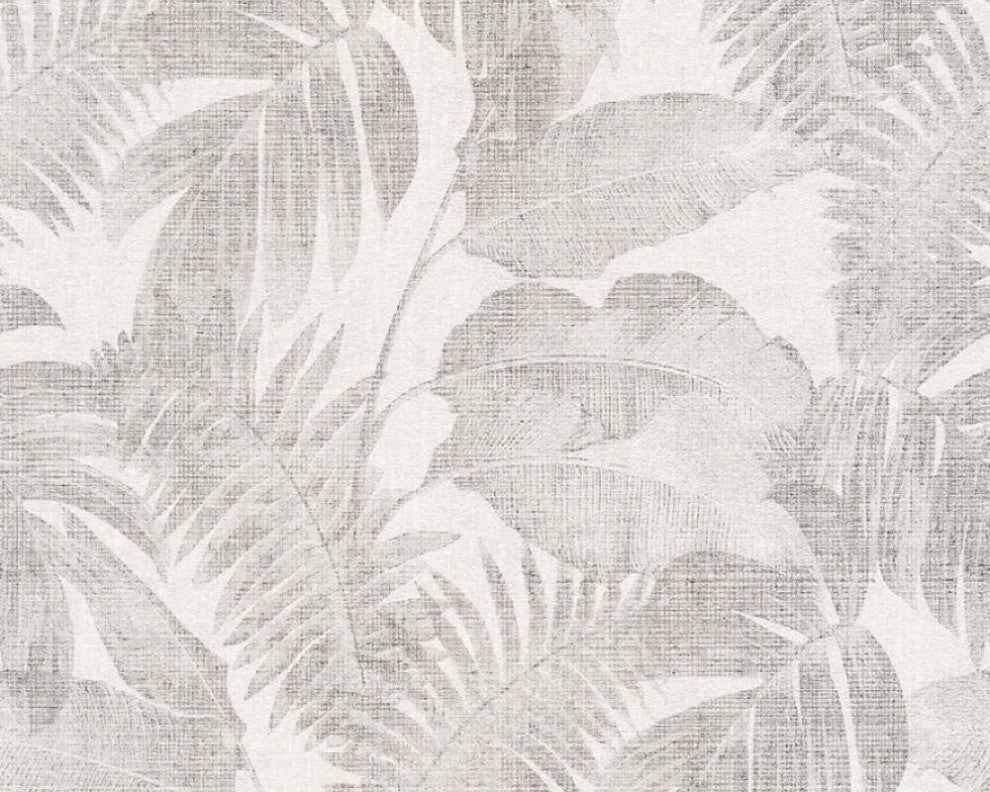 Botanical Jungle Textured Wallpaper Featuring Tropical Leaves, 373962