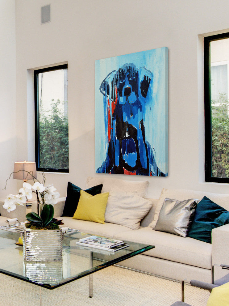 "Soaked Puppy" Painting Print on Wrapped Canvas, 12"x18"