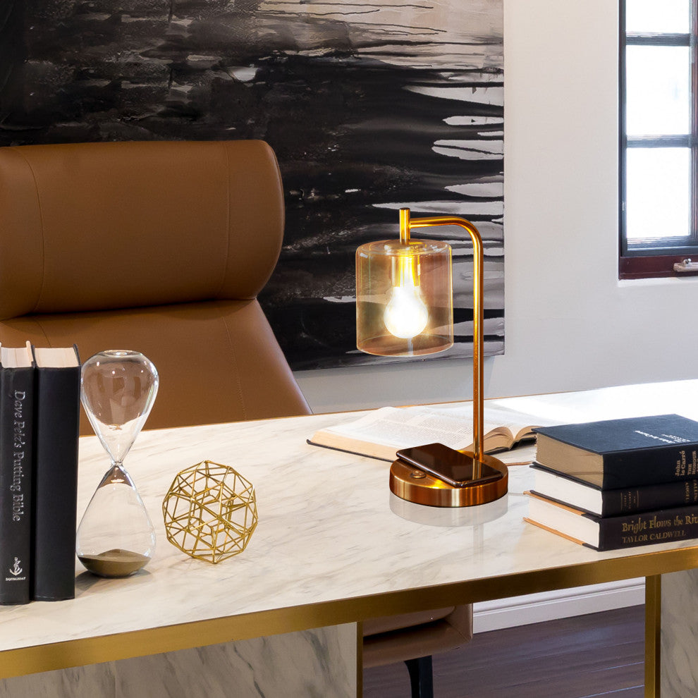 Brightech Elizabeth LED Desk Lamp with Wireless Charging Pad and USB Port