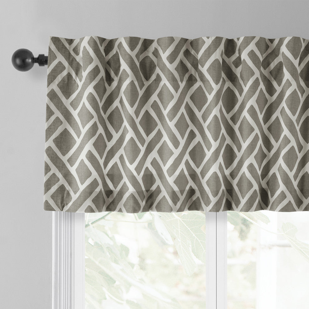 Martinique Printed Cotton Window Valance Single Panel, Martinique Taupe