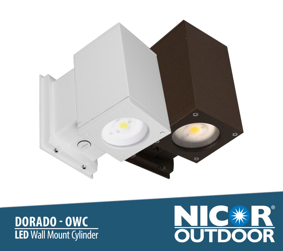 Dorado 22W Square LED Outdoor Wall Mount Cylinder Light, 3000K, White