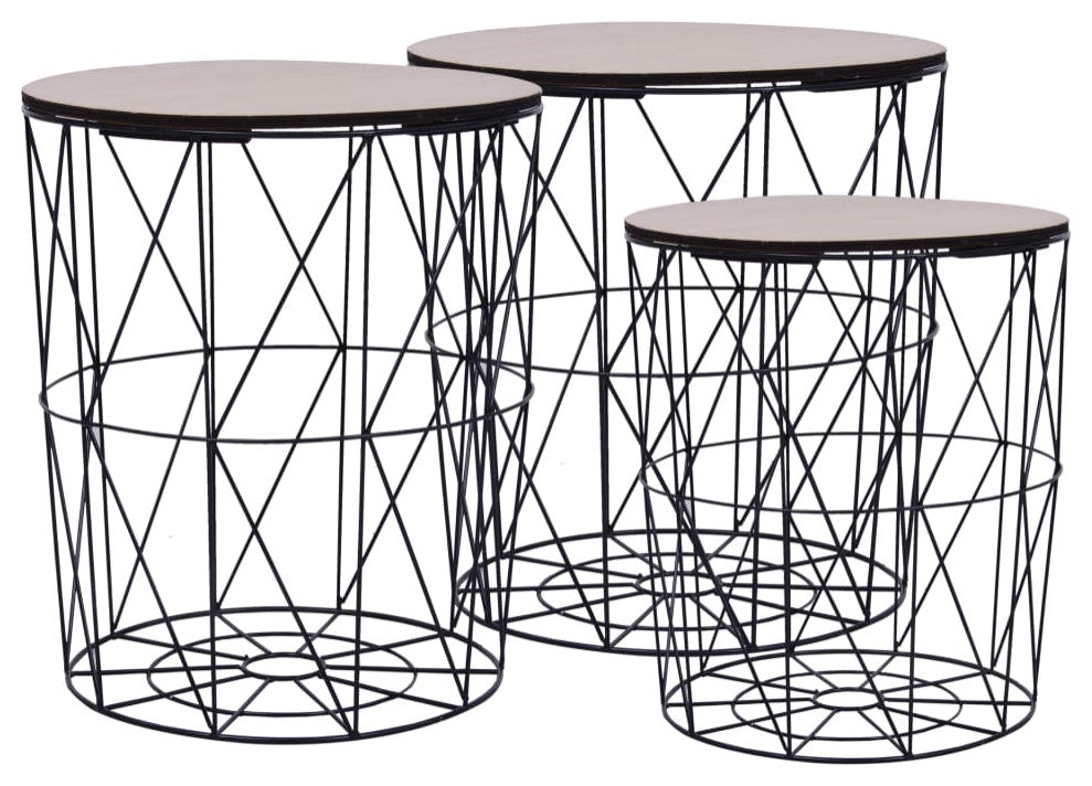 vidaXL Coffee Table 3 pcs Black