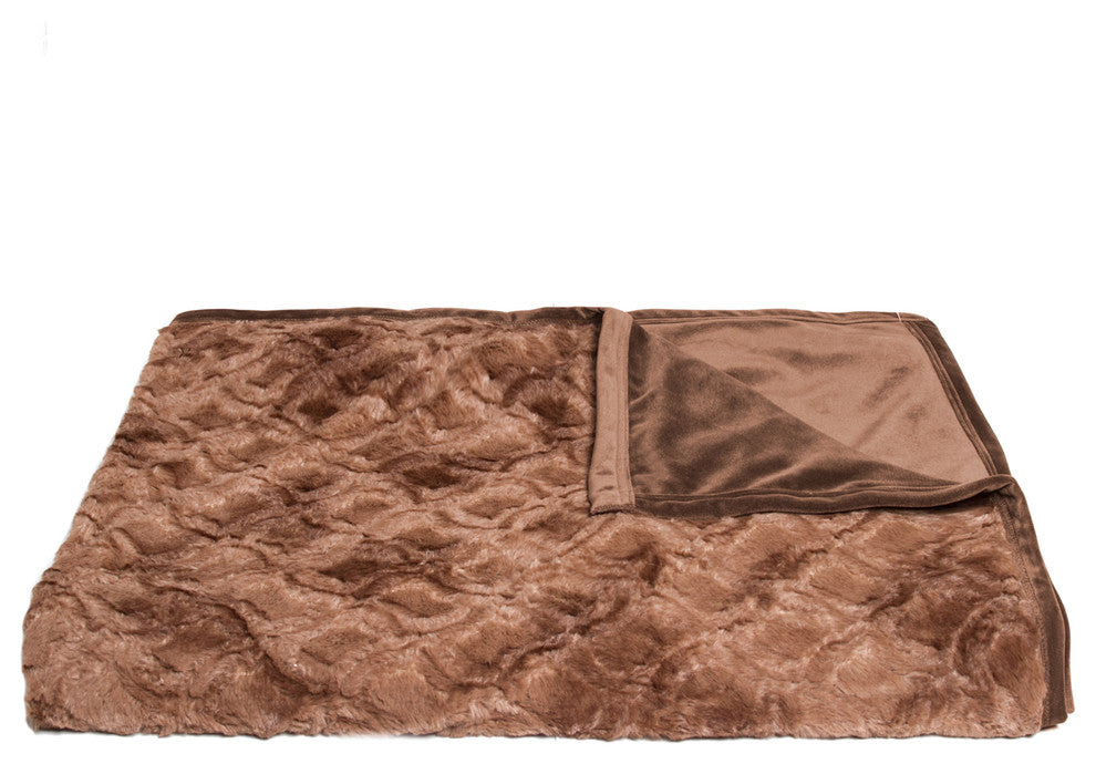 50"x70" Faux Fur Throw, Brown Mink