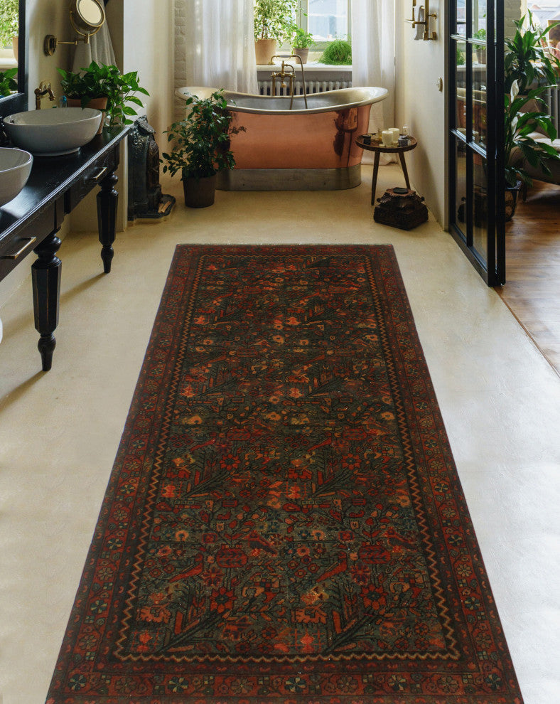 Semi Antique Camdyn Gray/Charcoal Runner, 3'9x9'0