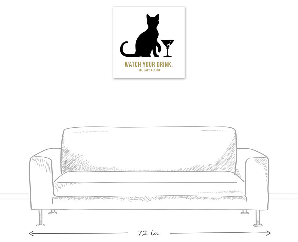 Designs Direct Creative Group Jerk Cat Martini 24x24 Canvas Wall Art