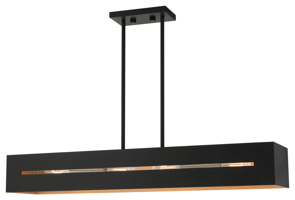 Textured Black With Brushed Nickel Accents Urban, Industrial, Linear Chandelier