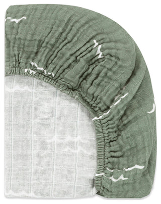 Mini Crib Sheet, GOTS Certified Organic Muslin Cotton, Ocean Waves