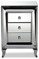 Pauline Contemporary Glam and Luxe Mirrored 3-Drawer Nightstand