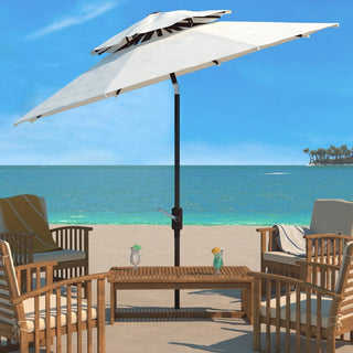 Safavieh Outdoor Lorenia 9ft Double Top Market Umbrella White