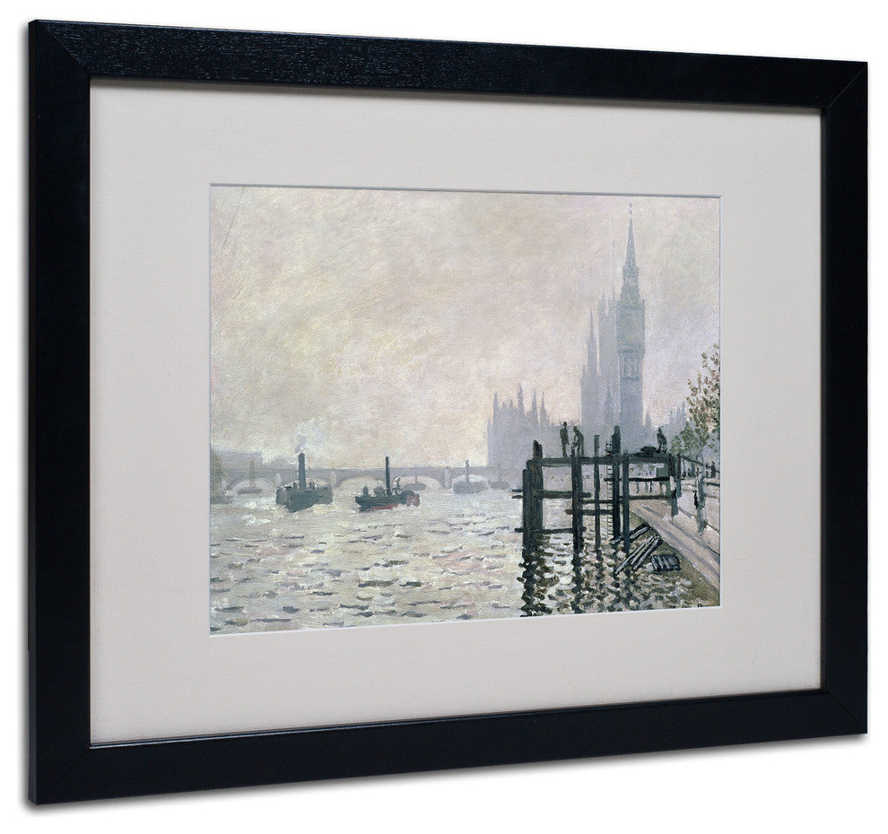 'The Thames Below Westminster' Matted Framed Canvas Art by Claude Monet