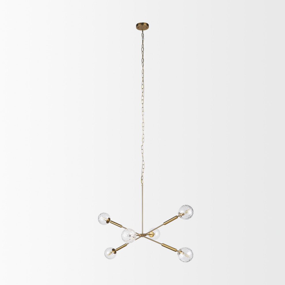 Britton Gold Metal With Clear Glass Globes 6-Light Chandelier
