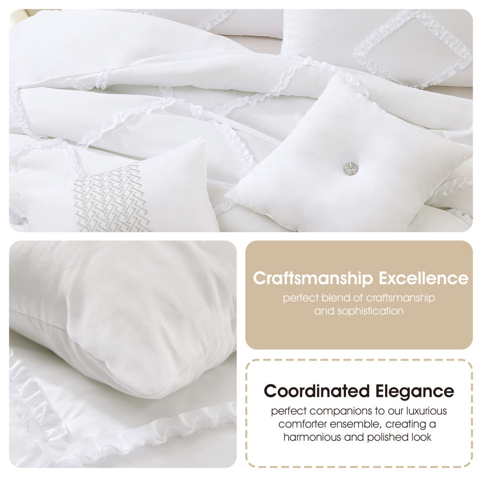 Alissar 7 Piece Comforter Set, White, King