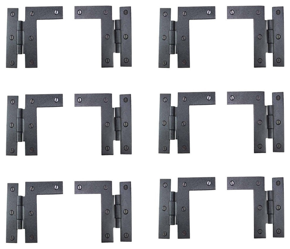 Black Cabinet Hinges 3.5" HL Offset Hinge Pair Left and Right Wrought Iron Hinge