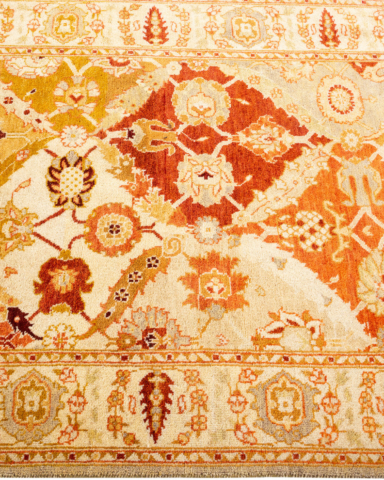 Ottoman, One-of-a-Kind Hand-Knotted Area Rug Yellow, 3' 2" x 5' 4"