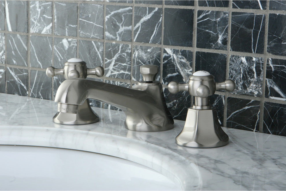 Kingston Brass Widespread Bathroom Faucet With Brass Pop-Up, Brushed Nickel