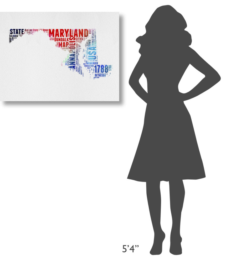 "Maryland Watercolor Word Cloud" Fine Art Print