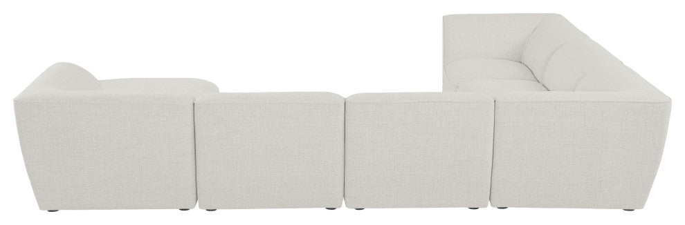 Miramar Linen Textured Fabric  7-Piece Modular U-Shaped Sectional, Cream