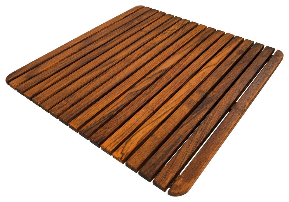 Nordic Style Teak Oiled Square Shower and Bath Mat 24"x24"