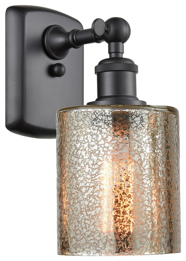 Cobbleskill 4-Light LED Sconce, Matte Black, Glass: Mercury