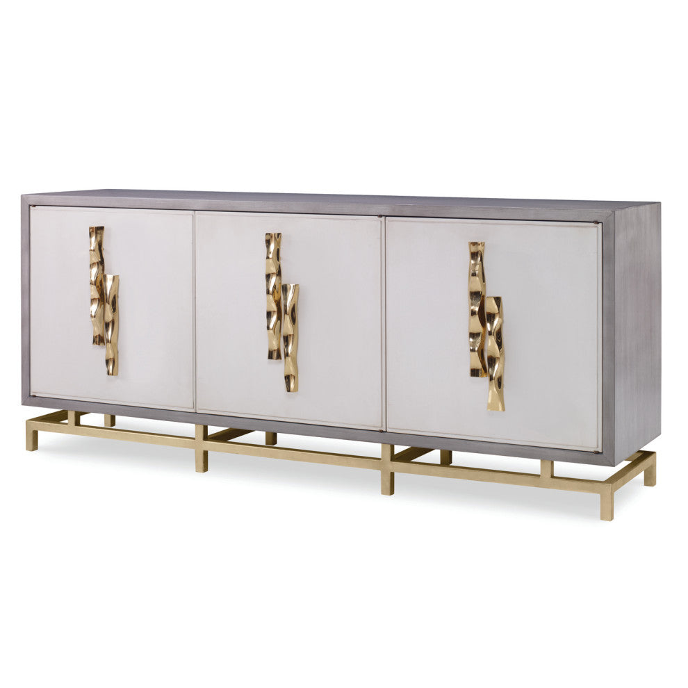 Ambella Home Collection - Origami Multi-Use Cabinet - Ash Grey / Linen