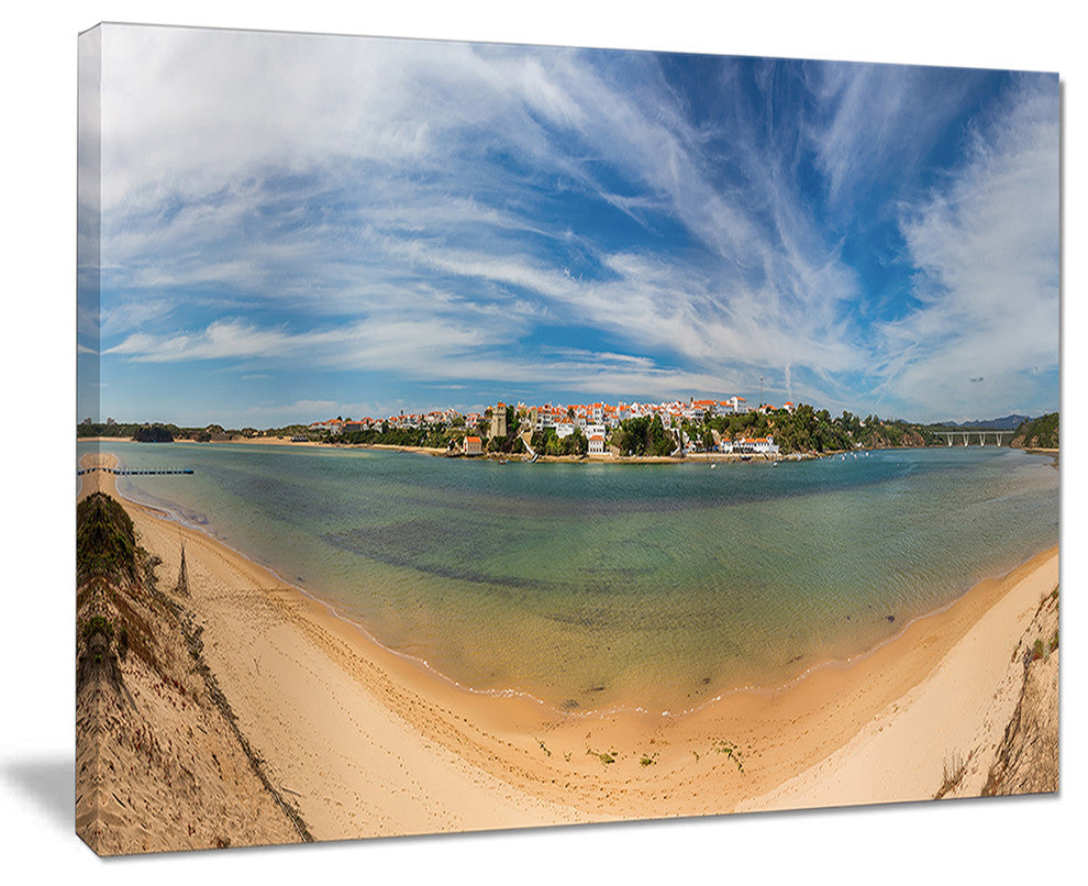 "Portuguese Maritime Village Panorama" Seashore Wall Art, 20"x12"