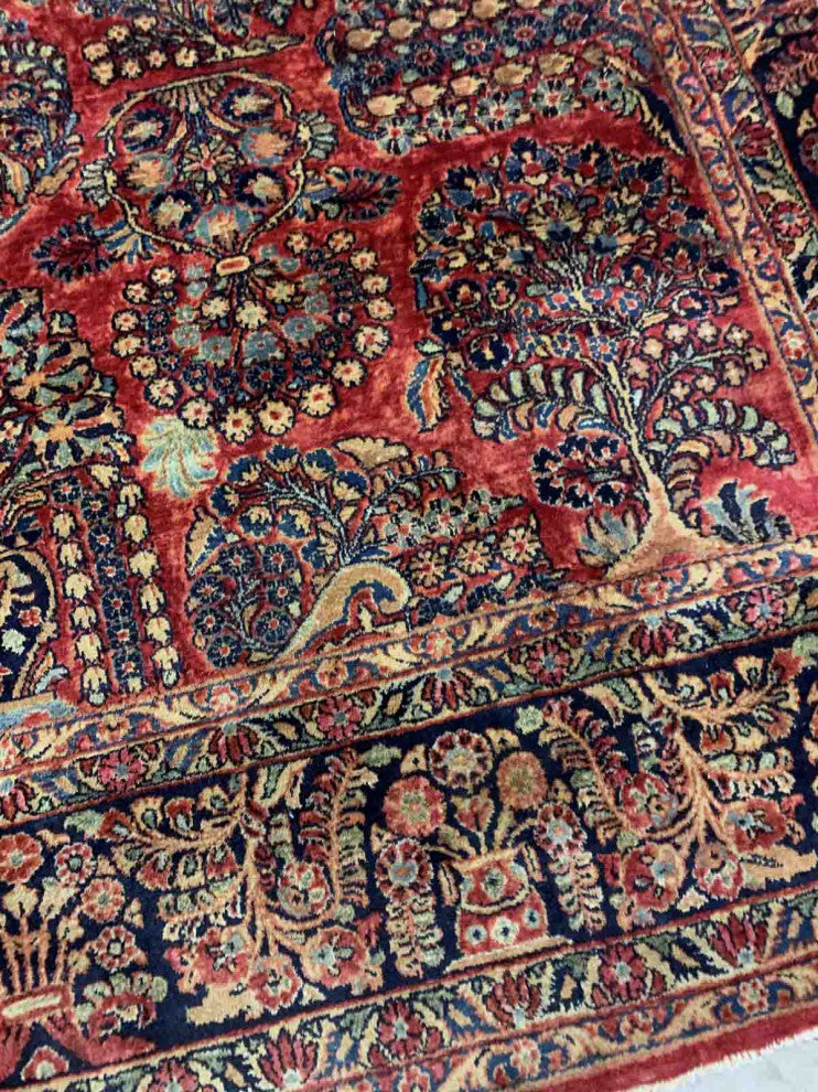 Handmade Antique Persian Sarouk Rug, 9.1'x11.6', 277cmx353cm 1920s