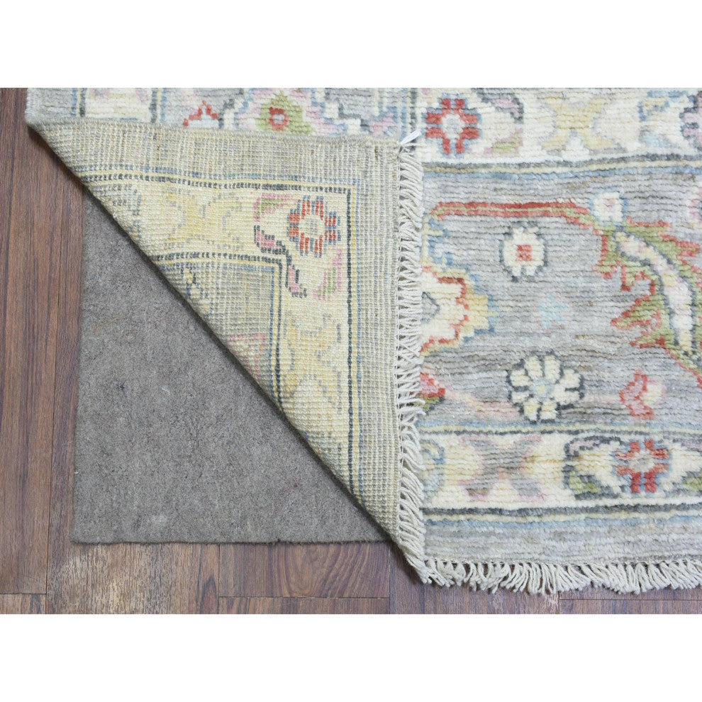Light Gray, Hand Knotted Afghan Angora Oushak, Soft Wool Rug, 8'1"x10'1"