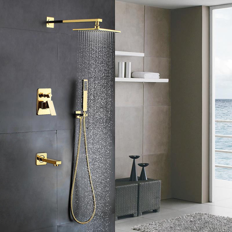 Florence Gold Plated Wall Mount LED Rainfall Shower Set, 16"