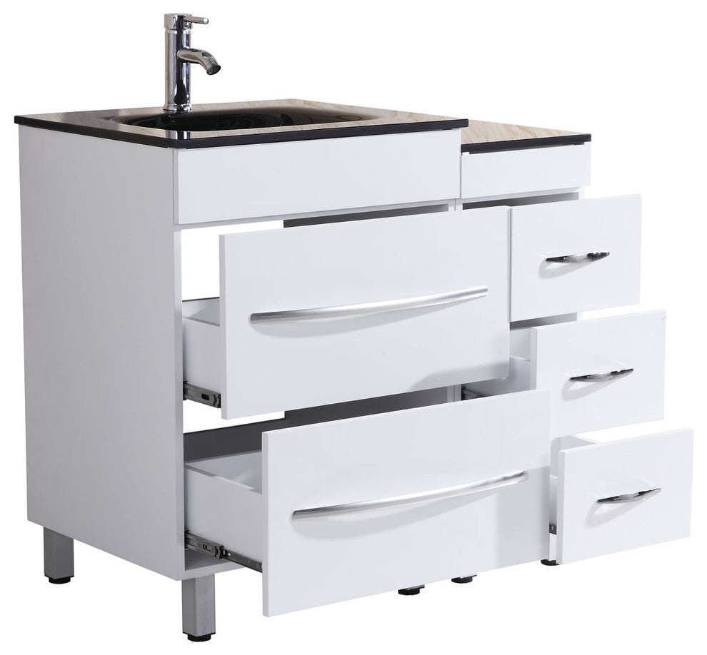 48" White Vanity, 24" Double Sink Bases, LV4-C10-48-W