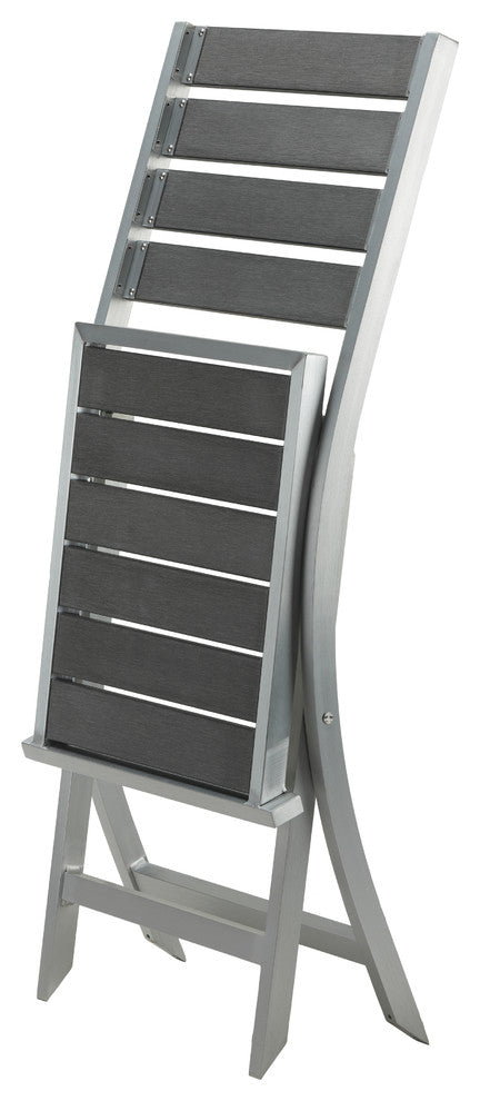 Maxwell Aluminum Outdoor Folding Chair, Slate Gray, 1 Chair